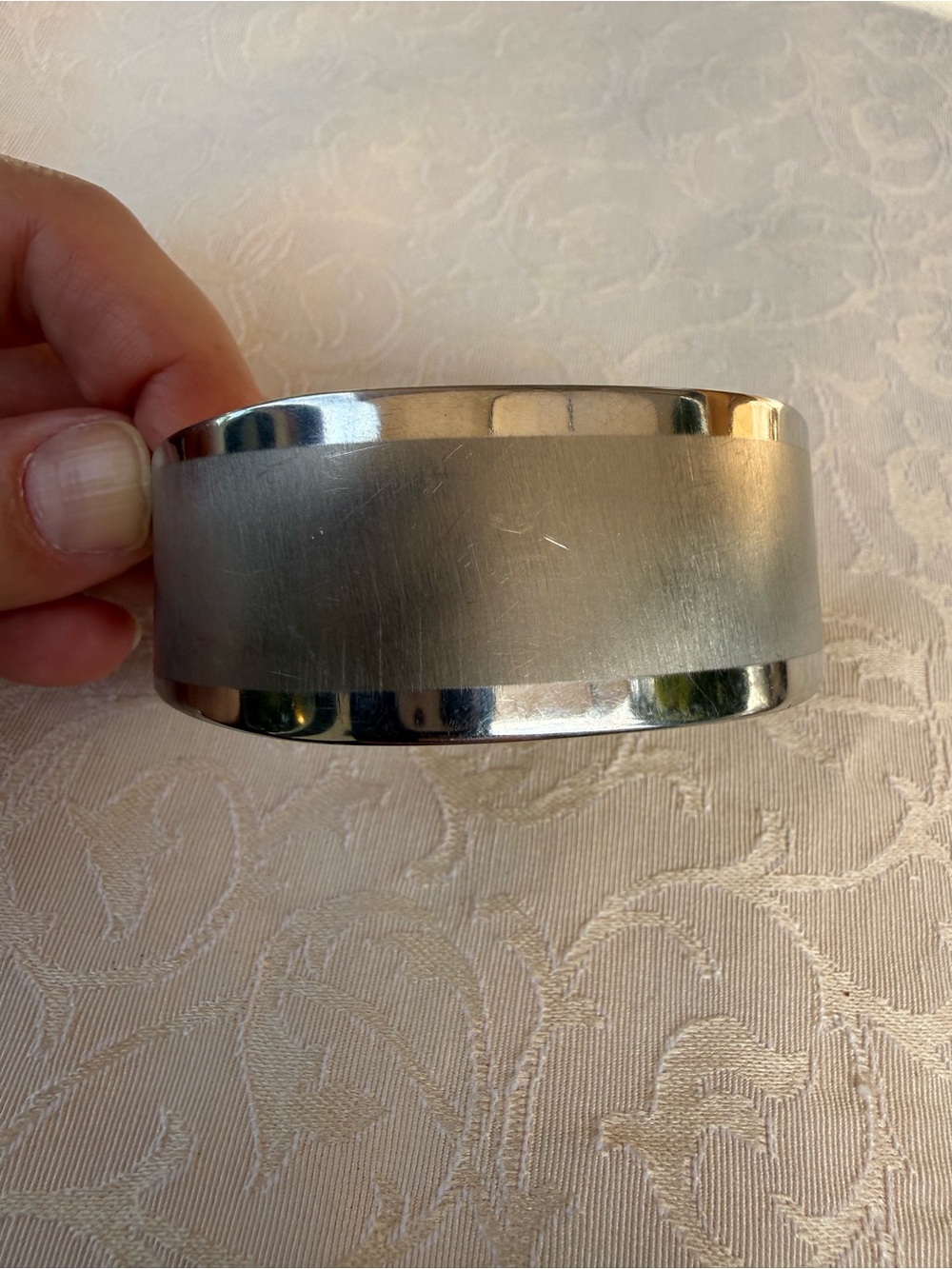 Vintage Men's Wide Silver-Tone Metal Cuff Bracelet